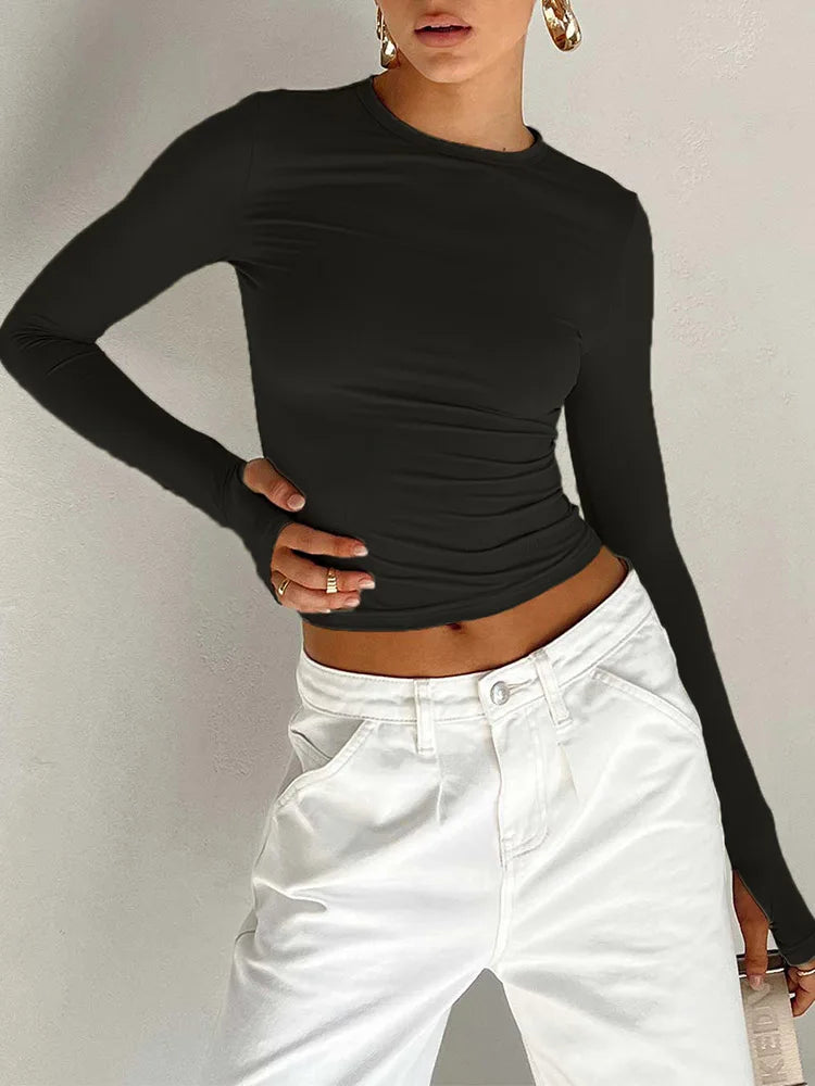 T-shirt Long Sleeve Top with Thumb Holes