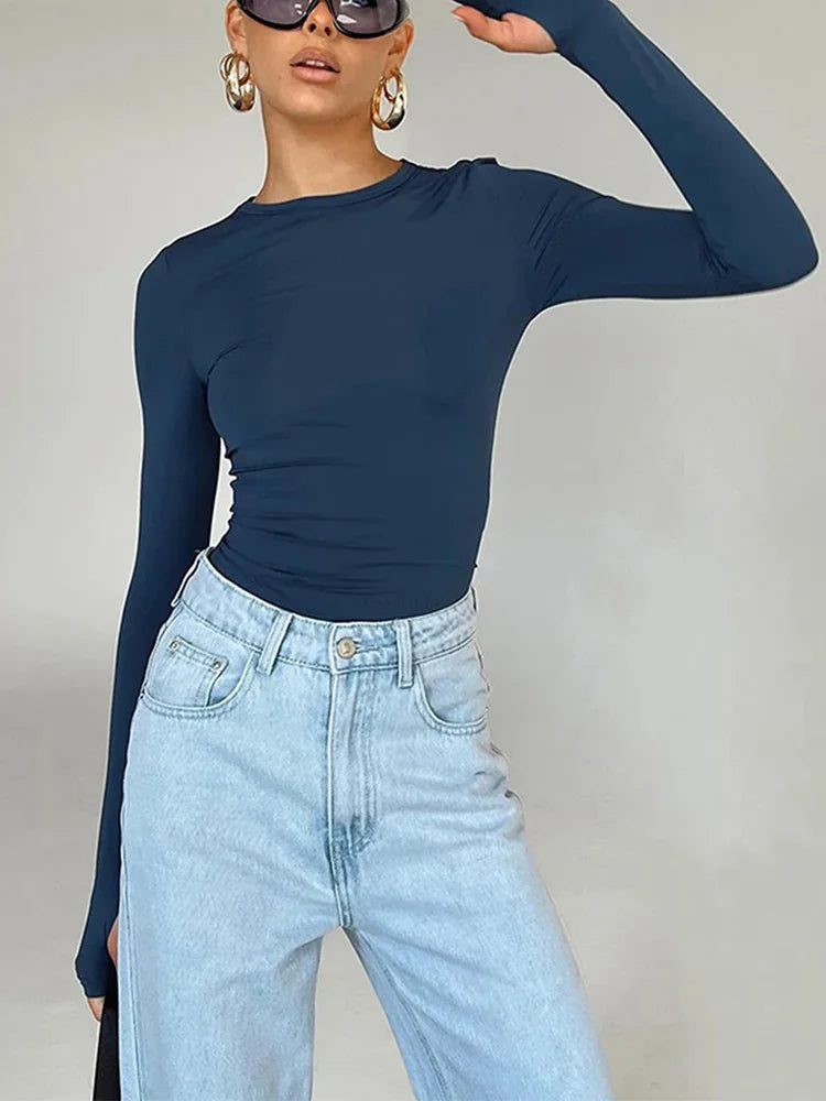 T-shirt Long Sleeve Top with Thumb Holes