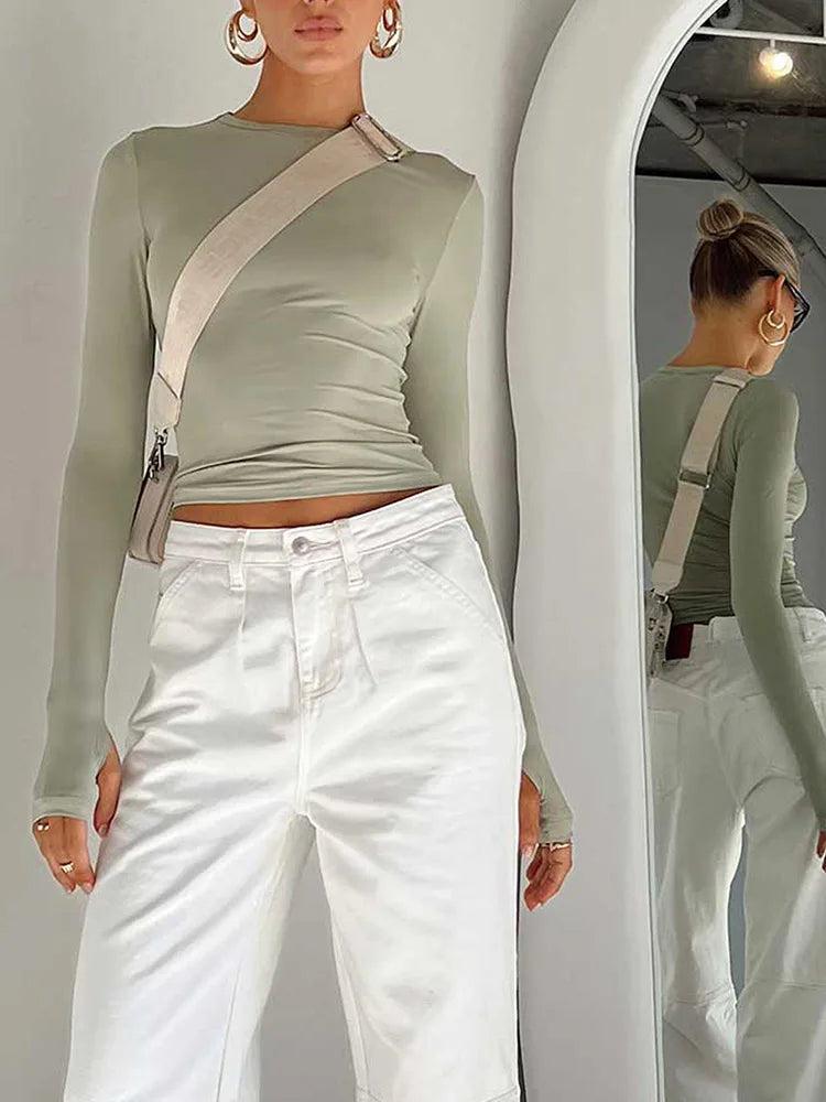 T-shirt Long Sleeve Top with Thumb Holes